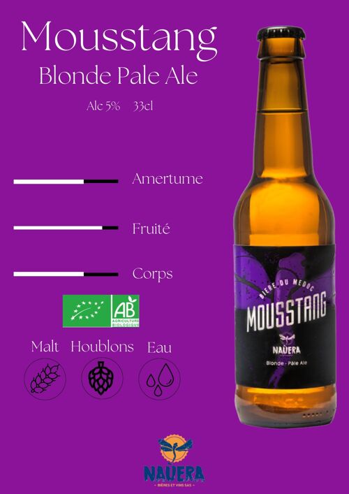 BIERE BIO PALE ALE MOUSSTANG 33 CL