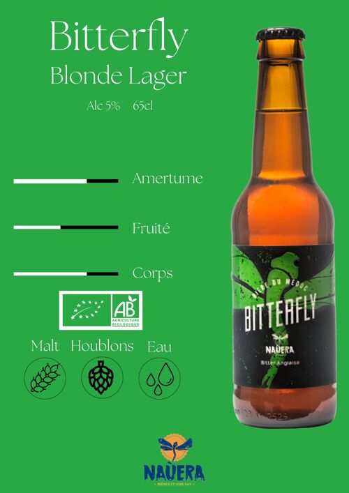 BIERE BLONDE BIO BITTERFLY 65 CL - BITTER ANGLAISE