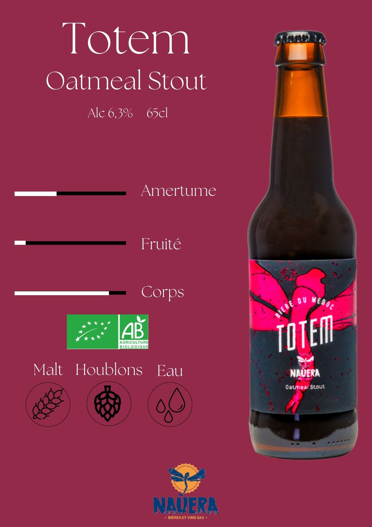 CERVEZA INTEGRAL ECOLÓGICA TOTEM 65 CL - AVENA STOUT