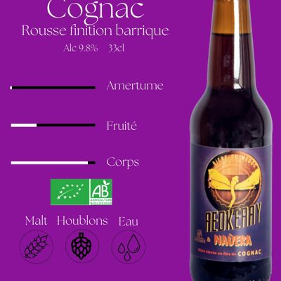 CERVEZA ROUSSE ECOLÓGICA REDKERRY ACABADO COGNAC BARRIL 33 CL