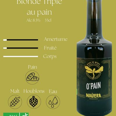 CERVEZA RUBIA ECOLÓGICA TRIPLE O'PAIN 33 CL