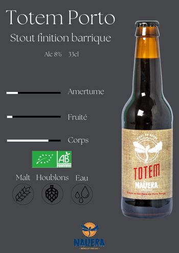 BIERE BRUNE BIO TOTEM FINISH BARRIQUE PORTO ROUGE  33 CL