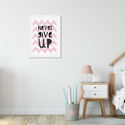 Poster | Pink | Never give up | A4