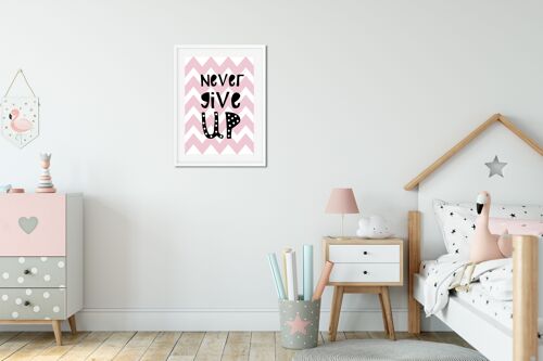 Poster | Pink | Never give up | A3