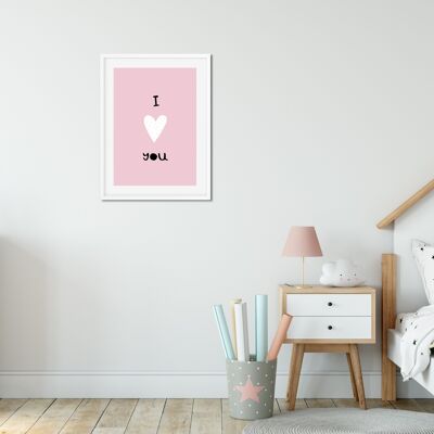 Poster | Pink | Love you | A3