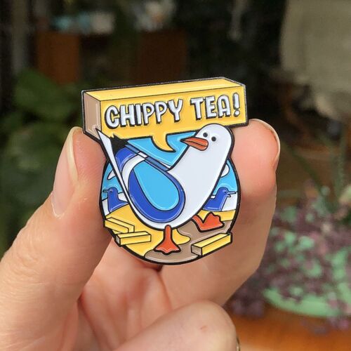 Chippy Tea Seagull Enamel Pin Badge