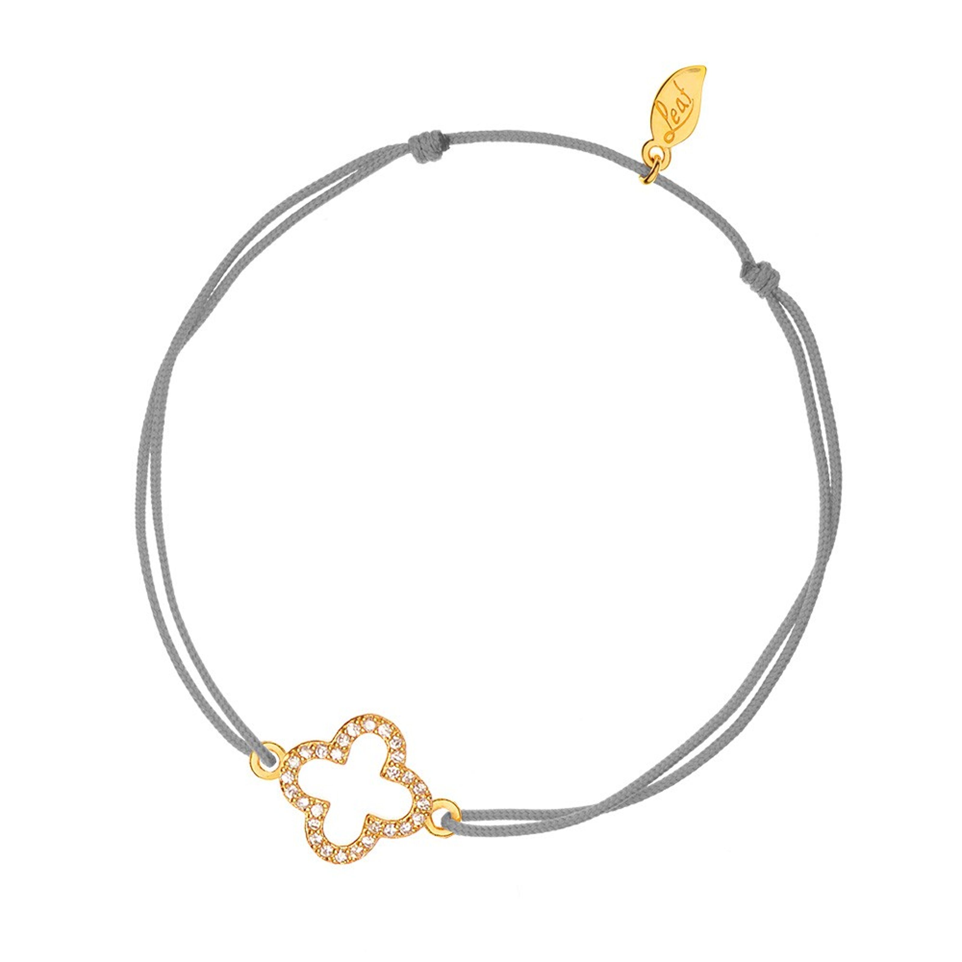 Buy wholesale Lucky clover bracelet, plated, zirconia, grey yellow gold 18 K