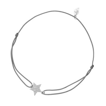 Bracelet porte-bonheur étoile, argent, oxyde de zirconium, gris