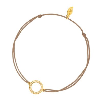 Glücksarmbändchen Circle Zirkonia, Gelbgold vergoldet, Beige