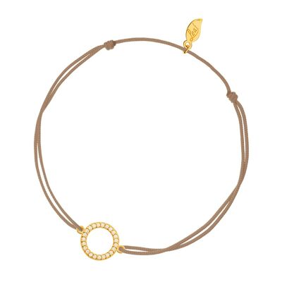 Luck bracelet Circle zirconia, yellow gold plated, beige