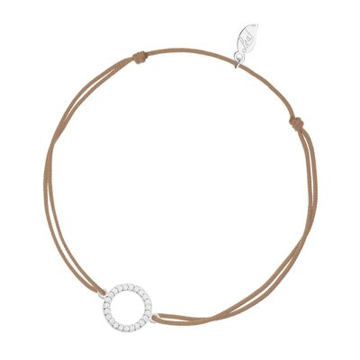 Bracciale Portafortuna Cerchio Zirconia, Argento, Beige