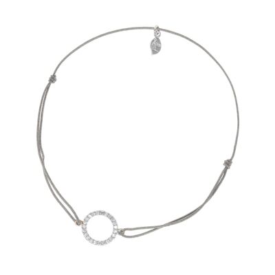 Bracelet Porte-Bonheur Cercle Zircone, Argent, Gris