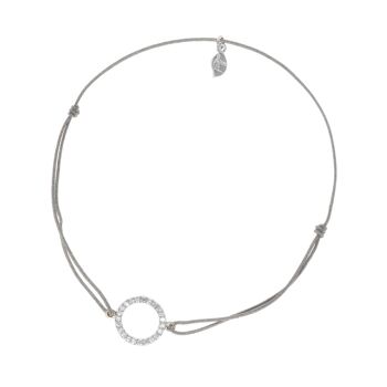 Bracelet Porte-Bonheur Cercle Zircone, Argent, Gris 1