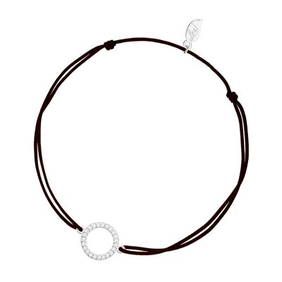 Bracelet porte-bonheur Cercle zircone, argent, noir