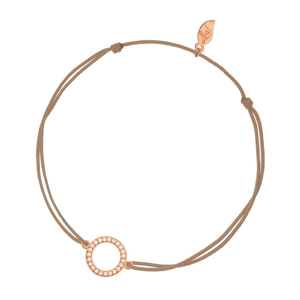 Lucky Bracelet Circle Zirconia, Rose Gold Plated, Beige