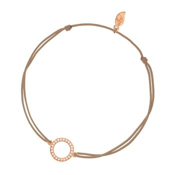 Bracelet Porte-Bonheur Cercle Zircone, Plaqué Or Rose, Beige