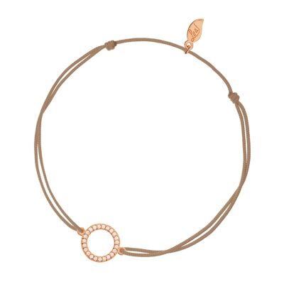 Lucky Bracelet Circle Zirconia, Rose Gold Plated, Beige