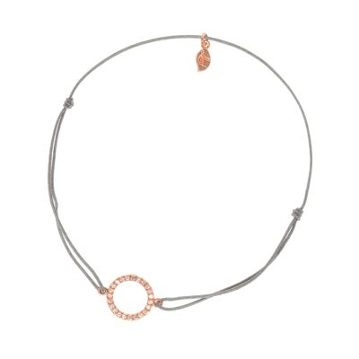 Luck bracelet Circle zirconia, rose gold plated, gray