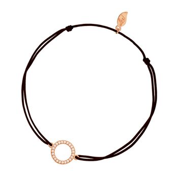 Bracelet porte-bonheur Cercle zircone, plaqué or rose, noir