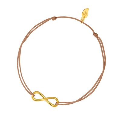 Bracelet porte-bonheur infini, plaqué or jaune, beige