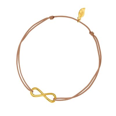 Infinity lucky bracelet, yellow gold plated, beige