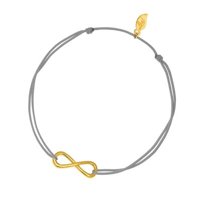 Infinity lucky bracelet, yellow gold plated, gray