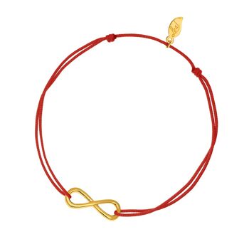 Bracelet porte-bonheur Infinity, plaqué or jaune, rouge