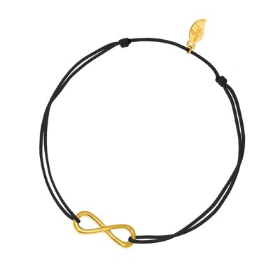 Infinity lucky bracelet, yellow gold plated, black