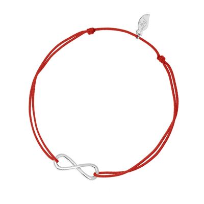 Infinity lucky bracelet, silver, red