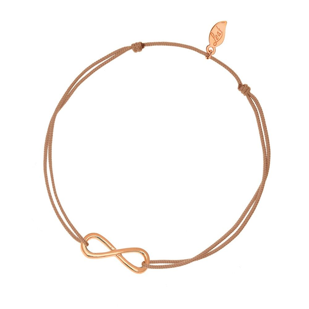 Infinity lucky bracelet, rose gold plated, beige