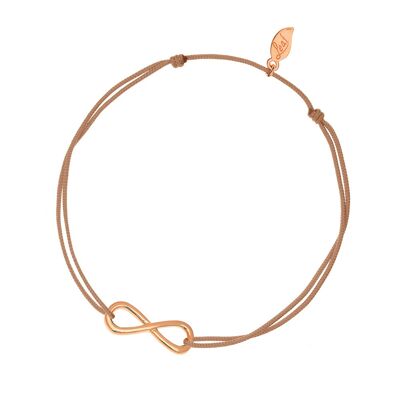 Infinity lucky bracelet, rose gold plated, beige