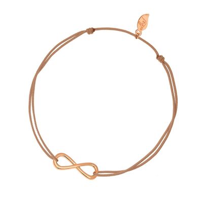 Bracciale portafortuna Infinity, placcato oro rosa, beige