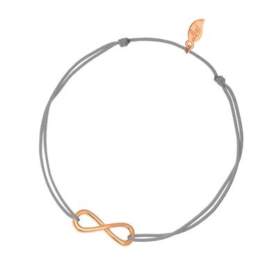 Bracelet porte-bonheur Infinity, plaqué or rose, gris