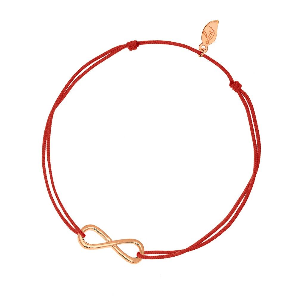 Infinity Lucky Bracelet, Rose Gold Plated, Red