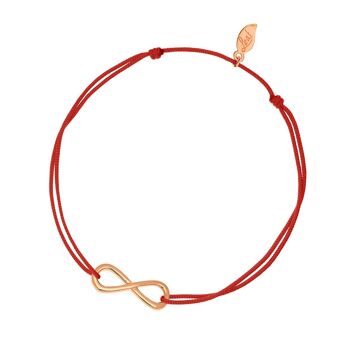 Bracelet porte-bonheur Infinity, plaqué or rose, rouge