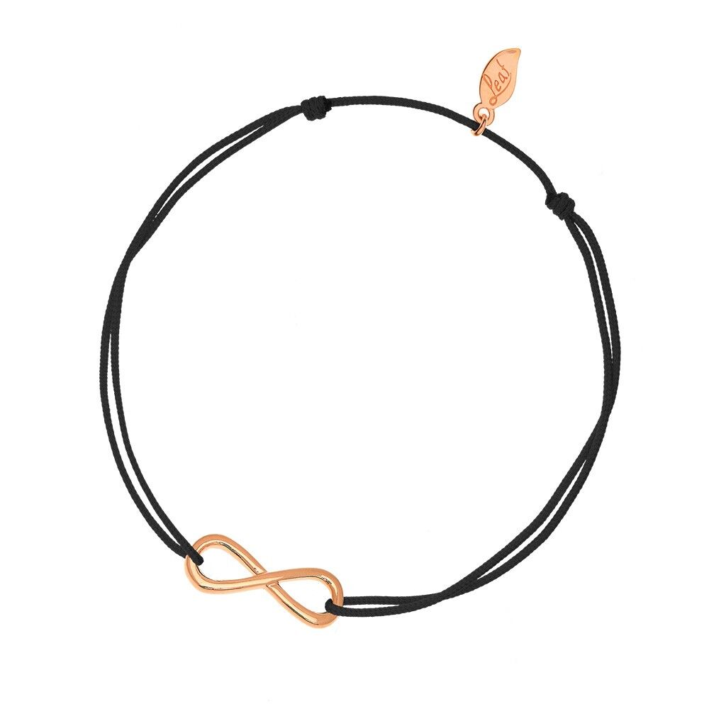 Infinity lucky bracelet, rose gold plated, black