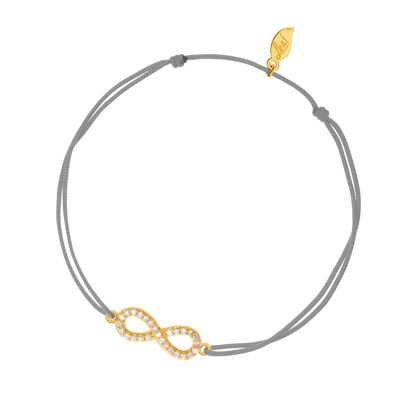 Luck bracelet Infinity zirconia, yellow gold plated, gray