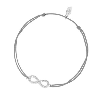 Bracelet porte-bonheur Infinity Cubic Zirconia, argent, gris