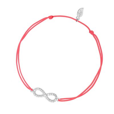 Lucky bracelet infinity zirconia, silver, coral