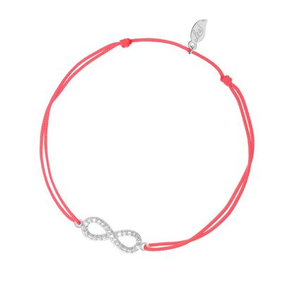 Pulsera de la suerte infinito circonitas, plata, coral