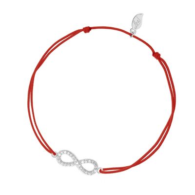 Bracelet porte-bonheur Infinity Cubic Zirconia, argent, rouge