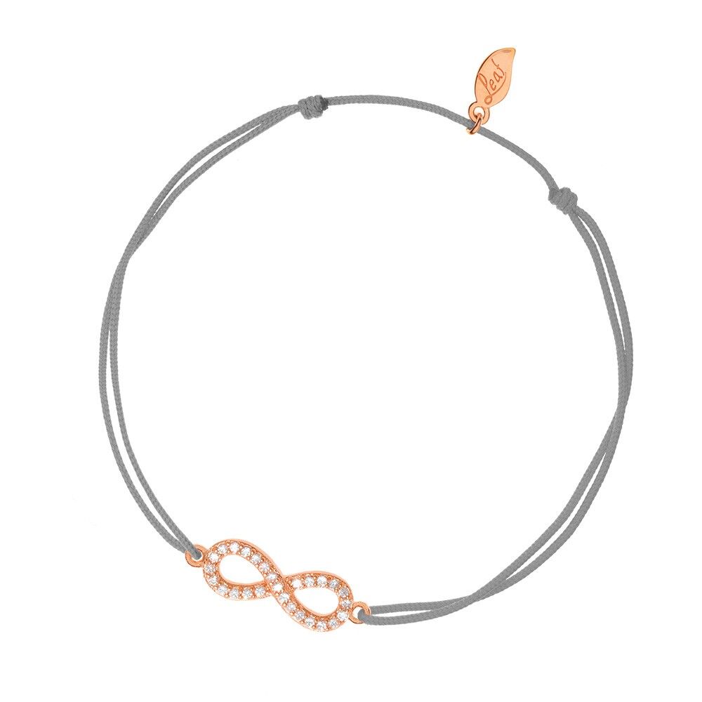 Luck bracelet infinity zirconia, rose gold plated, gray