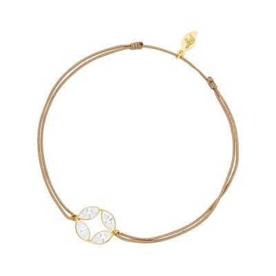 Bracelet porte-bonheur Fleur ronde, plaqué or jaune 18 carats, beige