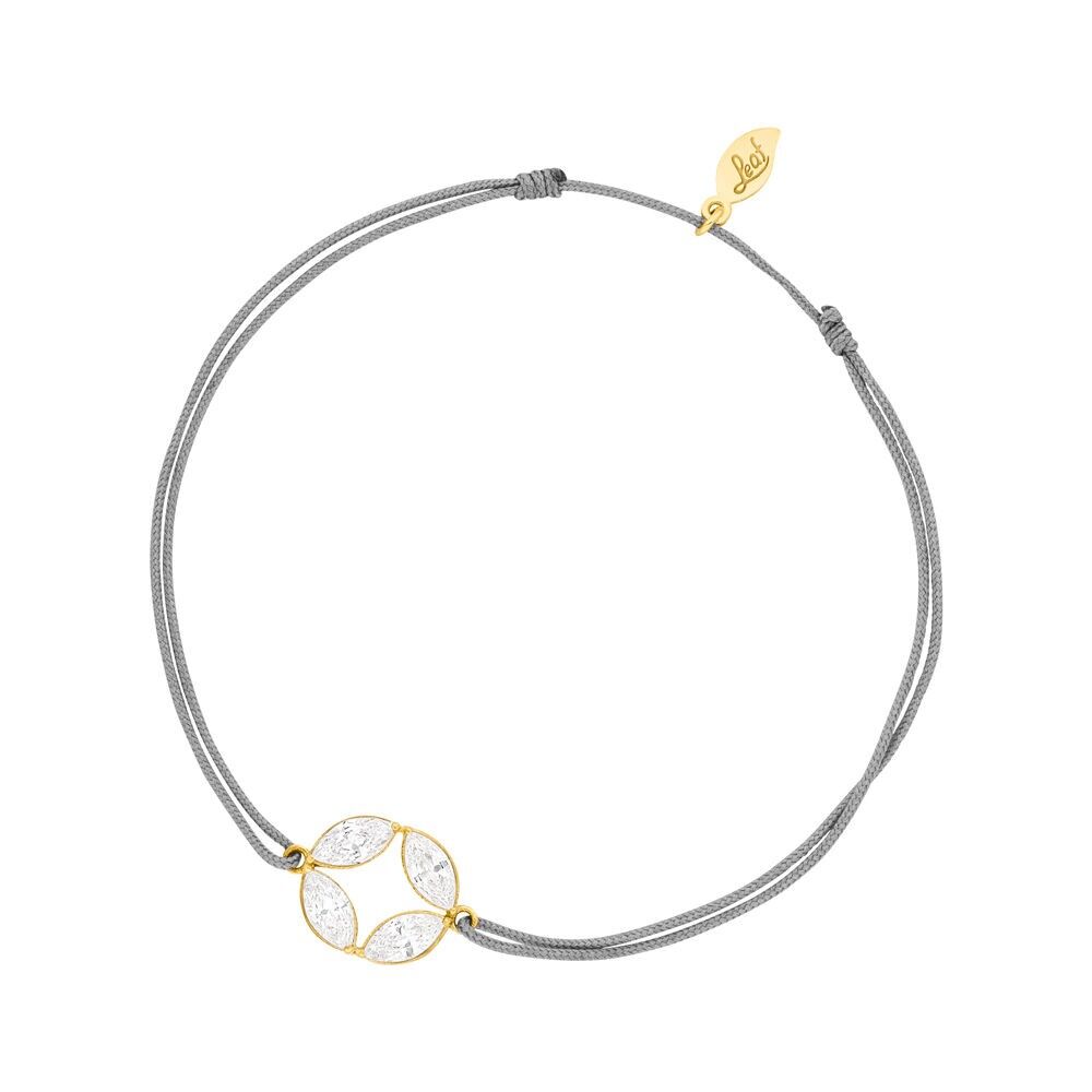 Lucky bracelet Round Flower, 18k yellow gold plated, grey