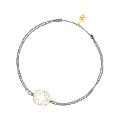Bracelet porte-bonheur Round Flower, plaqué or jaune 18 carats, gris