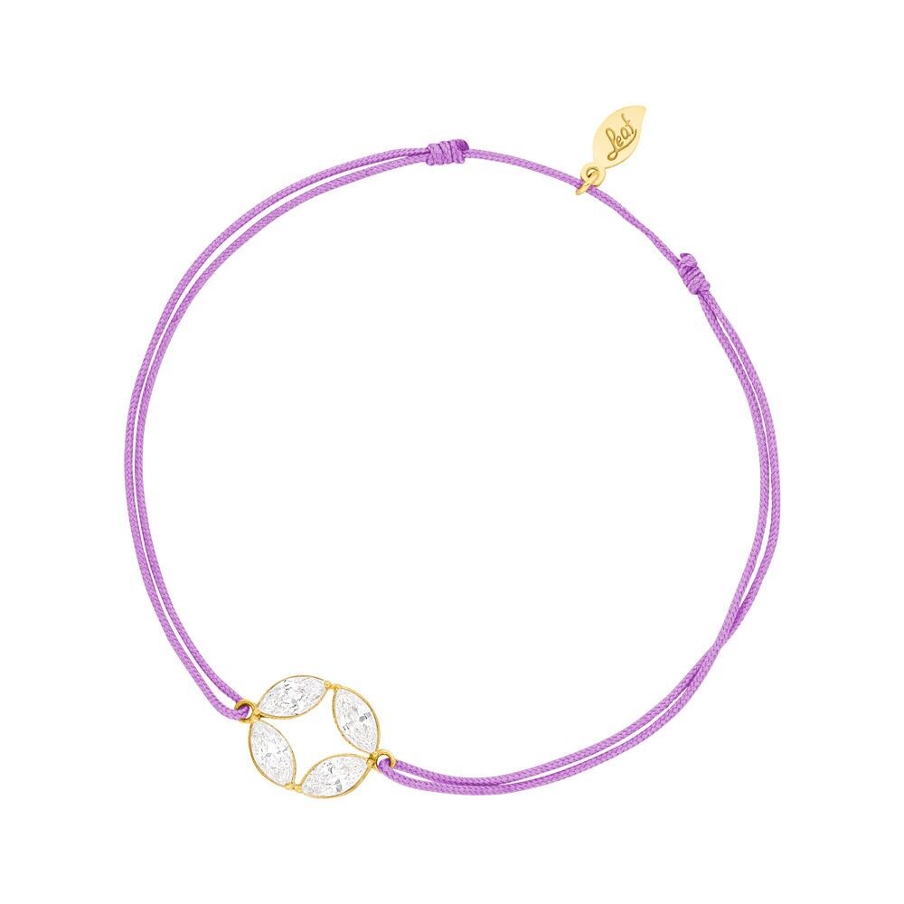 Lucky bracelet Round Flower, 18k yellow gold plated, violet