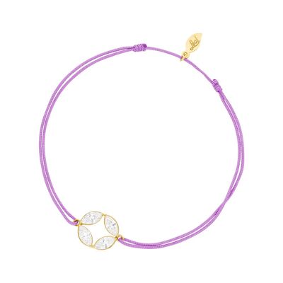 Glücksbändchen Round Flower, 18 K Gelbgold vergoldet, Violett