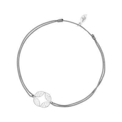 Lucky Bracelet Round Flower, 925 Sterling Silver, Grey