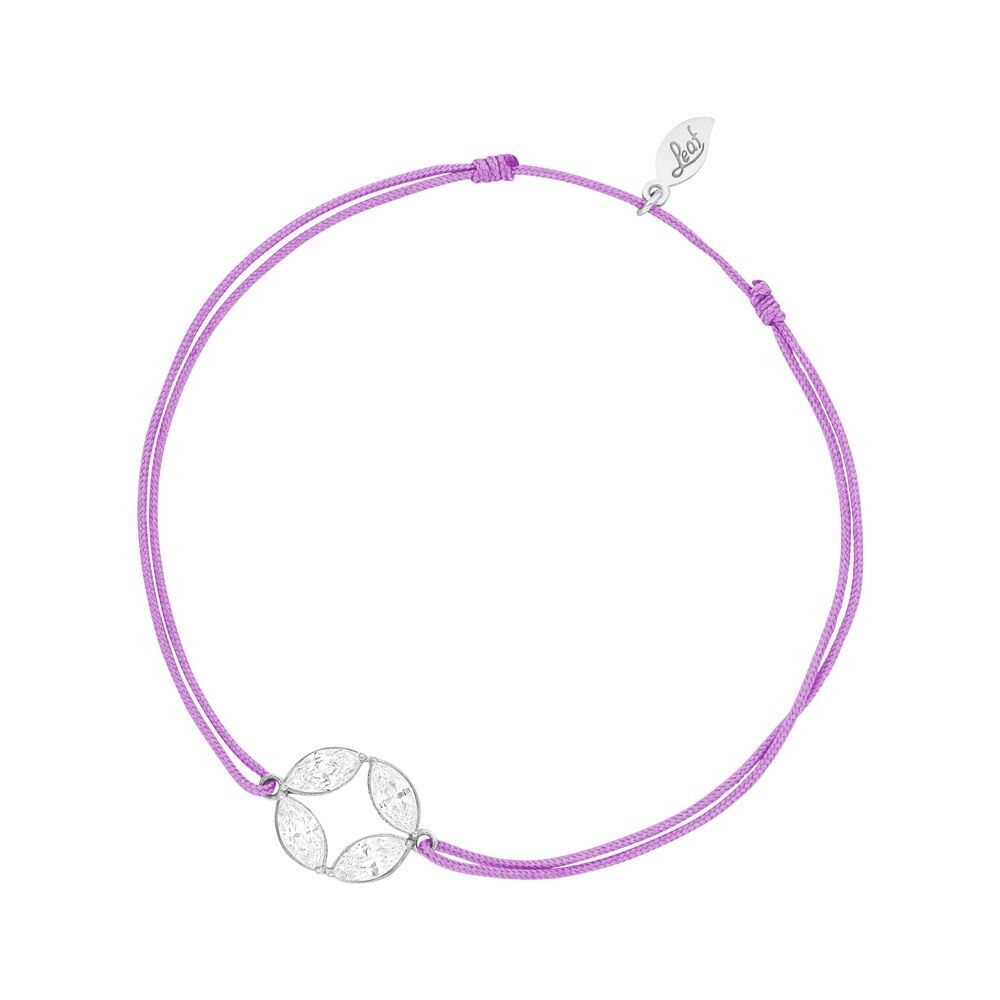 Lucky bracelet round flower, 925 sterling silver, violet