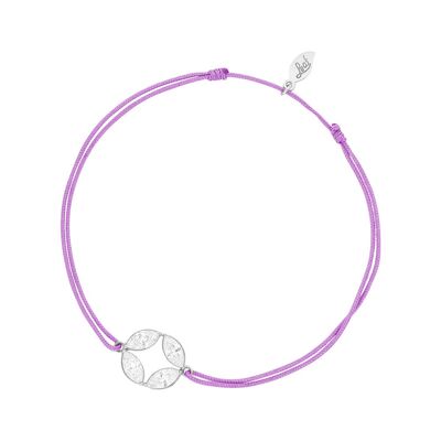 Lucky bracelet round flower, 925 sterling silver, violet